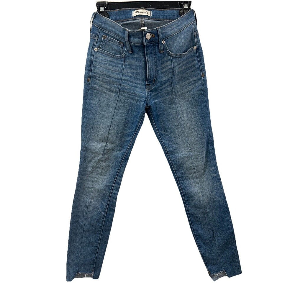 Madewell Womens Size 26 S Jeans High Rise Skinny Stretch Light wash Raw Hem NWT